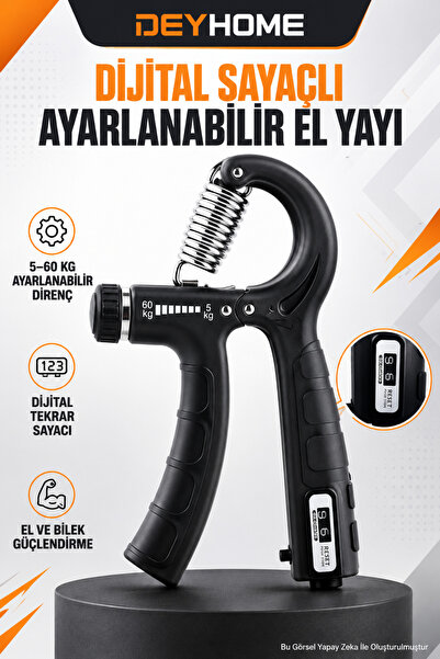 DEYHOME Arc de mână reglabil cu contor digital, 5–60 kg, pentru întărirea mâi...