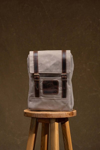 Semender Leather Goods Mumlu Kanvas Unisex Sırt Çantası Günlük El Yapımı Sandbag