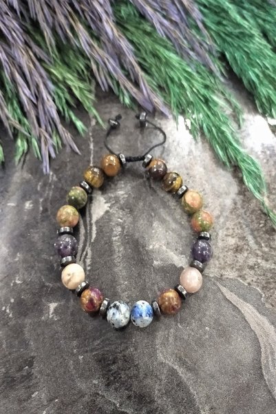 c-bhadu naturel Certified Scorpio Natural Stone Bracelet: Dumortierite, Blood...