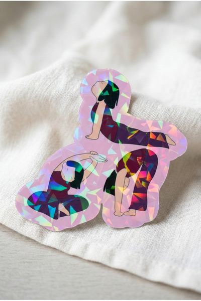 Plumie Yoga Yapan Kadın Hologramlı Laminasyonlu Sticker – Yoga Pilates Temalı...