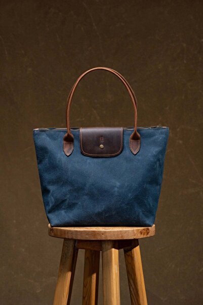 Semender Leather Goods Kanvas Kadın Tote ve Omuz Çantası Büyük Boy El Yapımı ...