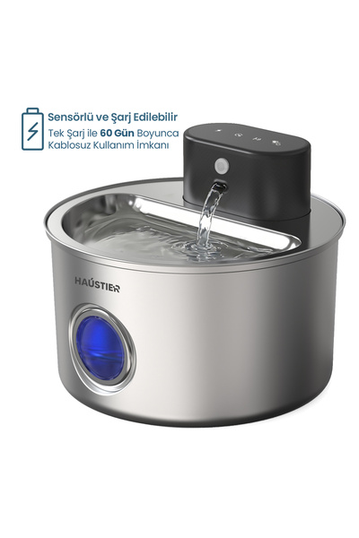 Haustier WF014 Otomatik Kablosuz Kedi Su Pınarı, Sensörlü , 5200mah Bataryalı...
