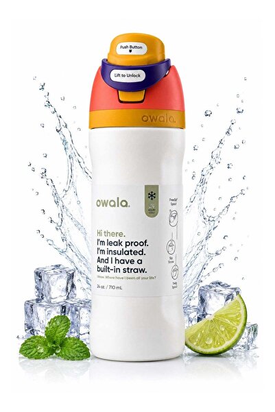 owala FreeSip Insulated Stainless Steel Water Bottle with 2-in-1 Spout, 24 oz