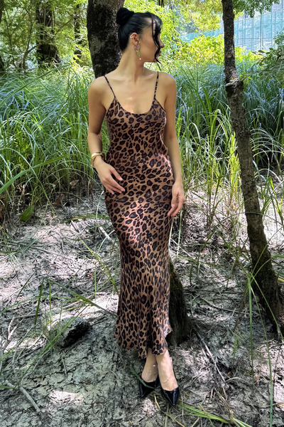 GÜLSELİ Coffee Women's Adjustable Strap Dress