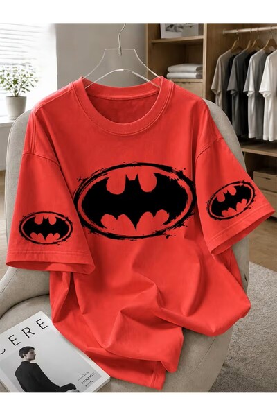 yombaa Batman Graffiti Printed Men's Short Sleeve T-Shirt with American Retro...
