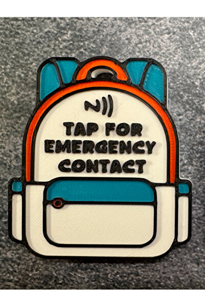 3D Baskı Acil Durum İletişim NFC Etiketi – Emergency Contact – Siyah PLA+