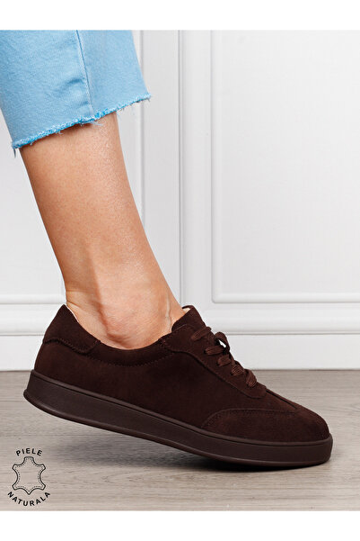 ANGEL BLUE Pantofi casual din piele naturală întoarsă cu design clasic și tal...