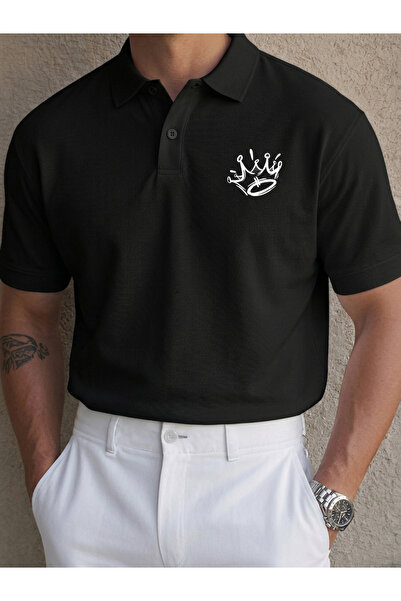 classy moda Unisex Oversize Polo Collar Solid Color Basic T-Shirt