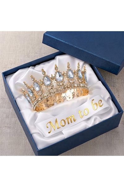 GOLDCENTER MOM TO BE ÖZEL TAŞLI TAÇ VE KUŞAK