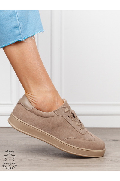 ANGEL BLUE Pantofi casual din piele naturală întoarsă cu design clasic și tal...