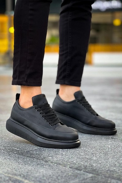 Lucy Shoes Jy814 Axel Lace-Up Leather Men's Casual Sneaker Shoes Cst Black