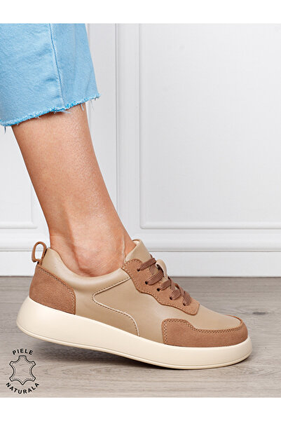 ANGEL BLUE Pantofi casual dama din piele naturală cu finisaj premium 1823 beige