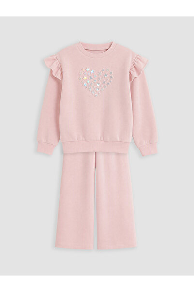 LC Waikiki Crew Neck Embroidered Girls' Set
