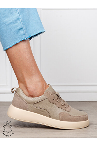 ANGEL BLUE Pantofi casual dama din piele naturală cu finisaj premium 1823 khaki