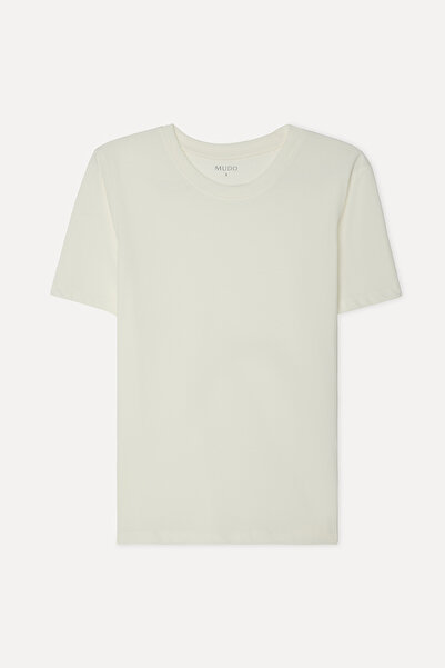Mudo Women's Ecru Crew Neck T-Shirt