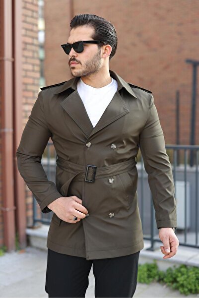 ronex Slim Fit Long Belted Men's Trench Coat