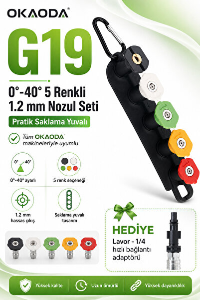 okaoda G19 0°-40° beş renkli 1,2 mm nozul, saklama tabanıyla birlikte, tüm mo...