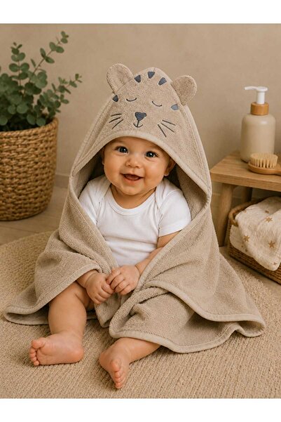 krm kerem bebe 100% Cotton Cute Lion Embroidered Swaddle Baby Bath Towel