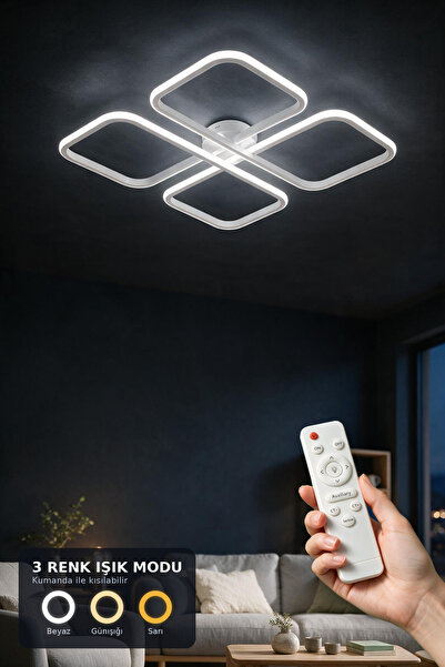 Rarossa Sirel LED Plafonyer Avize 3 Renk Kumandalı