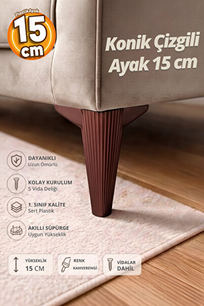 PlastikAyak Konik Çizgili Lüks Mobilya Kanepe Koltuk Tv Ünitesi Baza Yükselti...