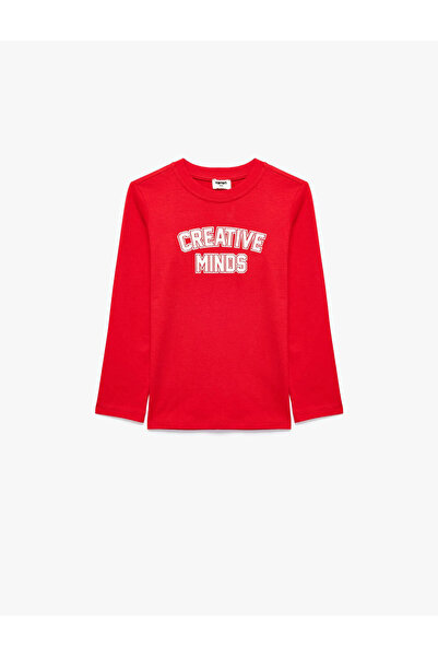 Koton Cotton Long Sleeve Printed Crew Neck Printed T-Shirt