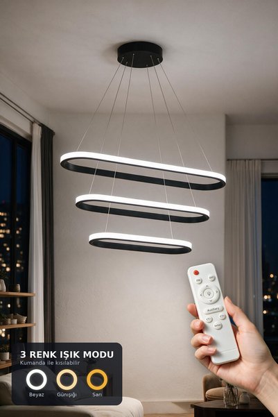 Rarossa Orin 3'lü LED Sarkıt Avize 3 Renk Kumandalı