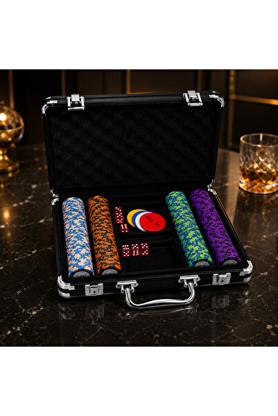 hediyeconcepti 200 Chip Poker Set with Leather Case Professional Playing Set ...