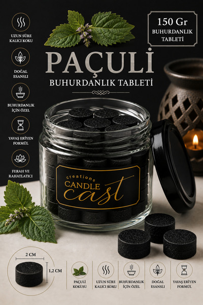 CandleCastCreation Paçuli Kokulu Buhurdanlık Koku Tableti – Kokulu Wax Melt A...