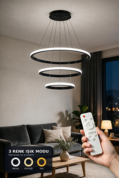 Rarossa Belva 3’lü LED Sarkıt Avize 3 Renk Kumandalı