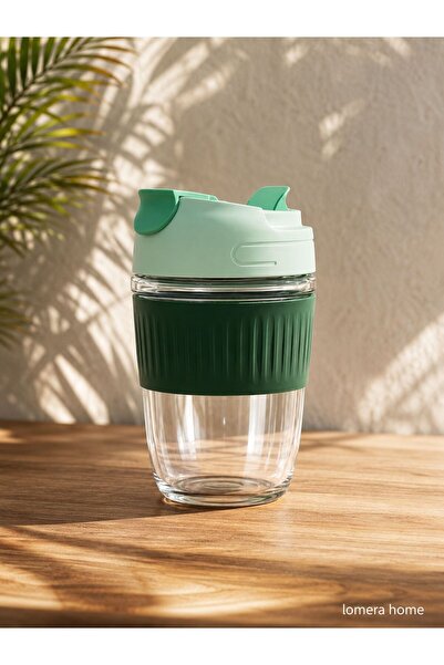 Lomera Home Stylish Glass Flask with Lid Modern Design for Coffee and Water E...