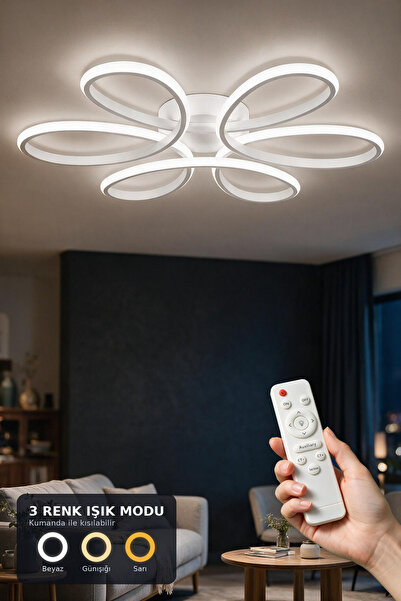 Rarossa Lidya LED Plafonyer Avize 3 Renk Kumandalı