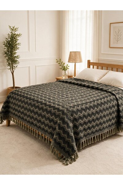 Binna Soft Çift Kişilik Yatak Örtüsü 200x240 cm Püsküllü Çok Amaçlı Pike - An...