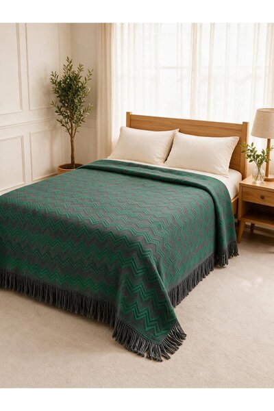 Binna Soft Çift Kişilik Yatak Örtüsü 200x240 cm Püsküllü Çok Amaçlı Pike - Zü...