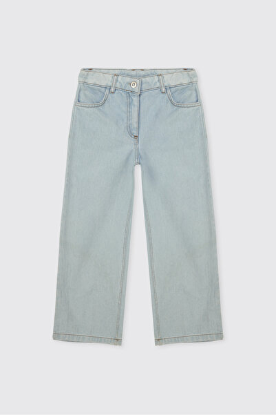 Panço Girl's Blue Jeans with Adjustable Elastic Waist