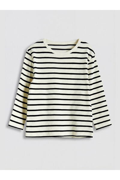 LC Waikiki Vizyon New Season Ecru Striped Baby Boy T-Shirt