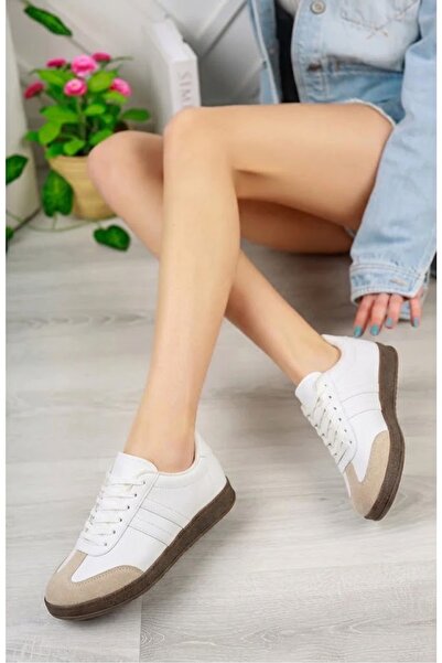 MCASERING Unisex Kadın Erkek Spor Ayakkabı Sneaker krem beyaz