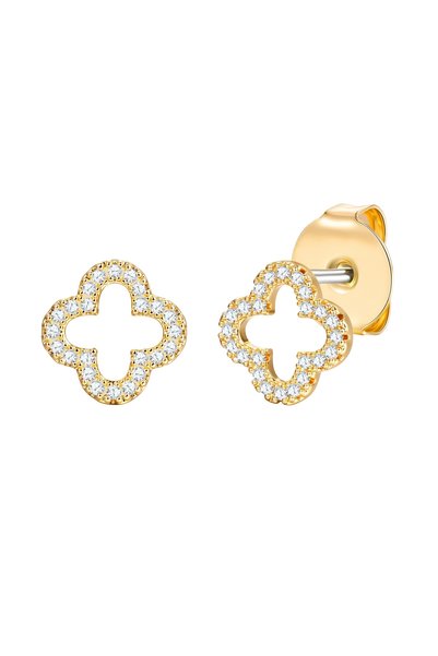 Lulu & Jane Cercei stud fashion din aur galben cu zirconiu alb