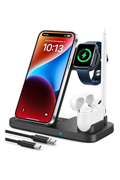 Generic 4 in 1 15W Fast Wireless Charging Stand For Phones iWatch Series