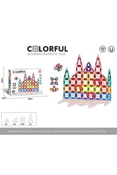 NO BRAND Set de construcție magnetic pentru copii, 50 piese