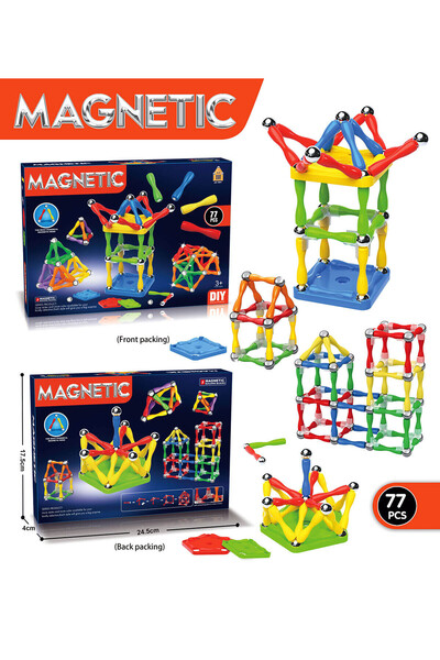 NO BRAND Set de construcție magnetic pentru copii, 77 piese