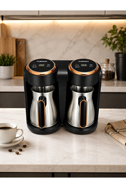 Bosch Çiftli Türk Kahvesi Makinesi 600W 600 ml LCD Ekranlı Paslanmaz Çelik Ce...