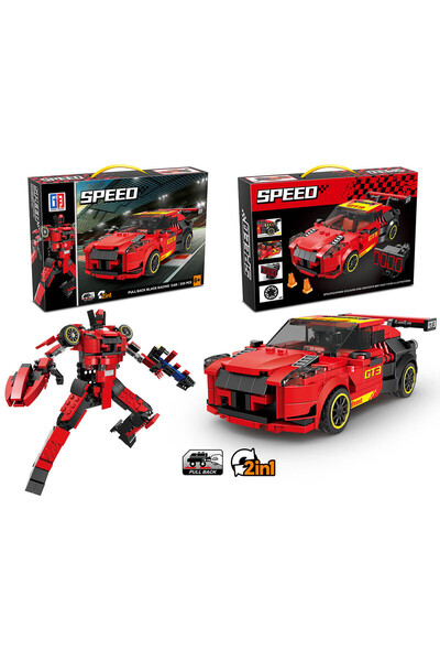 transformers Set de construcție 2 în 1, 335 piese, roșu