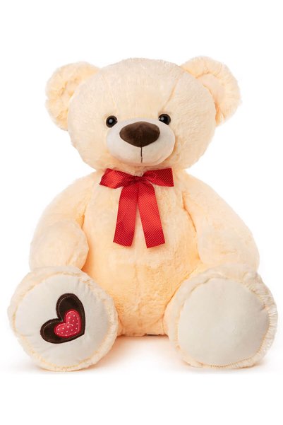 AMEK Ursuleț de pluș mare cu fundă roșie 2 culori 63 cm Toys - Maro