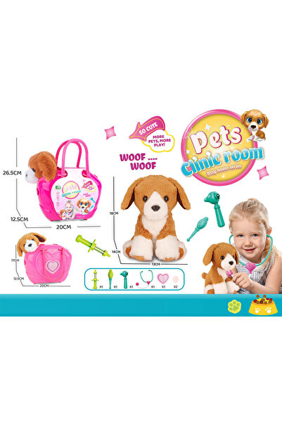 NO BRAND Cățeluș de pluș în geantă clinică veterinară