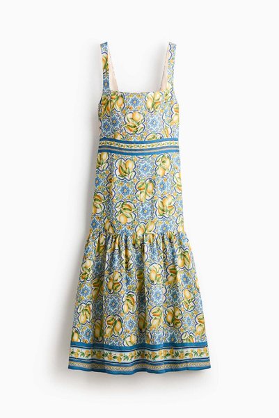 H&M Linen-blend tie-detail dress