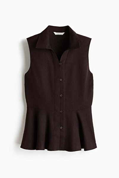 H&M Sleeveless linen-blend shirt