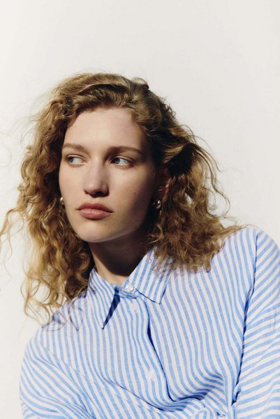 H&M Dolman-sleeved linen-blend shirt