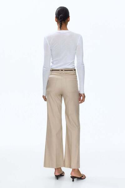 H&M Linen-blend bootcut trousers