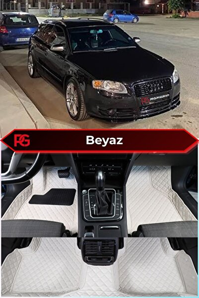 PASPASGRAFT Audi A4 B6-B7 2000-2008 Beyaz Renk 8D Diamond Premium Kaymaz Deri...
