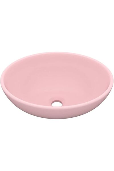 OEMN Lavoar oval de lux, roz mat, 40 x 33 cm, chiuvetă ceramică de blat pentr...